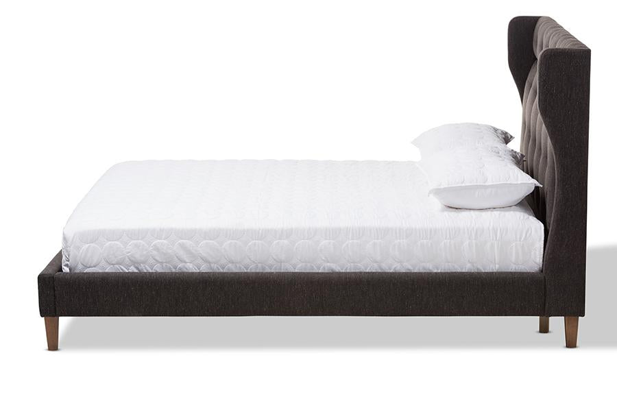 Baxton Studio Casper Mid-Century Modern Charcoal Grey Fabric Upholstered Full Size Platform Bed