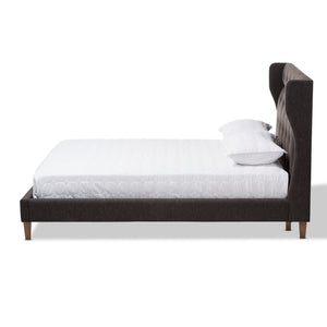 Baxton Studio Casper Mid-Century Modern Charcoal Grey Fabric Upholstered Queen Size Platform Bed