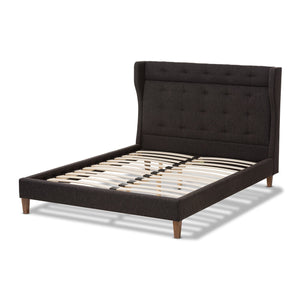 Baxton Studio Casper Mid-Century Modern Charcoal Grey Fabric Upholstered Queen Size Platform Bed