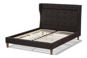 Baxton Studio Casper Mid-Century Modern Charcoal Grey Fabric Upholstered Full Size Platform Bed