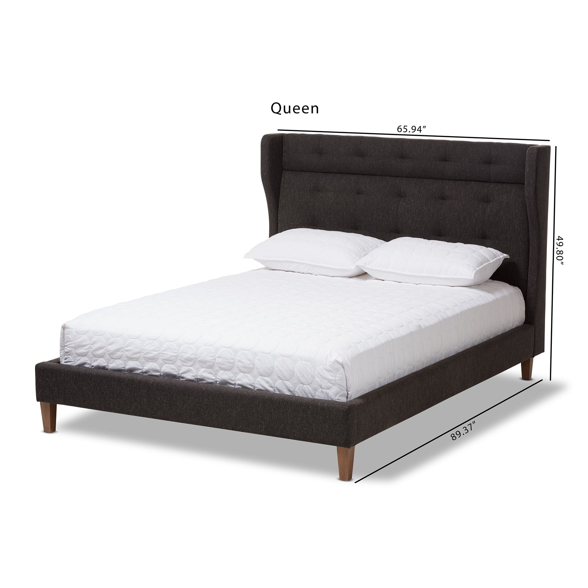 Baxton Studio Casper Mid-Century Modern Charcoal Grey Fabric Upholstered King Size Platform Bed