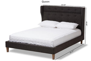 Baxton Studio Casper Mid-Century Modern Charcoal Grey Fabric Upholstered Queen Size Platform Bed