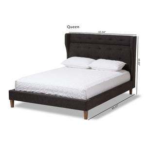 Baxton Studio Casper Mid-Century Modern Charcoal Grey Fabric Upholstered Queen Size Platform Bed