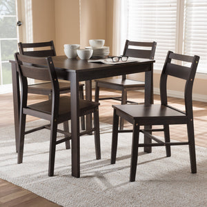 Baxton Studio Lovy Modern and Contemporary Walnut-Finished 5-Piece Dining Set