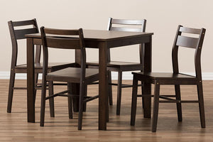 Baxton Studio Lovy Modern and Contemporary Walnut-Finished 5-Piece Dining Set