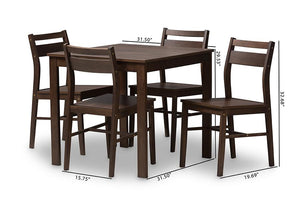 Baxton Studio Lovy Modern and Contemporary Walnut-Finished 5-Piece Dining Set