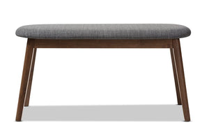 Baxton Studio Easton Mid-Century Modern Dark Grey Fabric Upholstered Walnut Finished Wood Bench