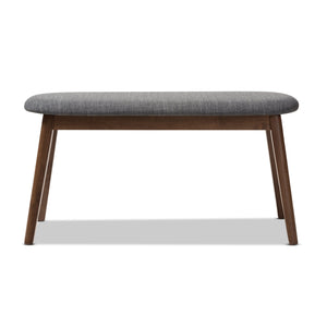 Baxton Studio Easton Mid-Century Modern Dark Grey Fabric Upholstered Walnut Finished Wood Bench