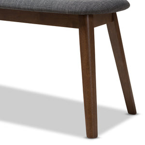 Baxton Studio Easton Mid-Century Modern Dark Grey Fabric Upholstered Walnut Finished Wood Bench