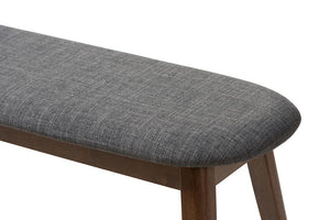 Baxton Studio Easton Mid-Century Modern Dark Grey Fabric Upholstered Walnut Finished Wood Bench