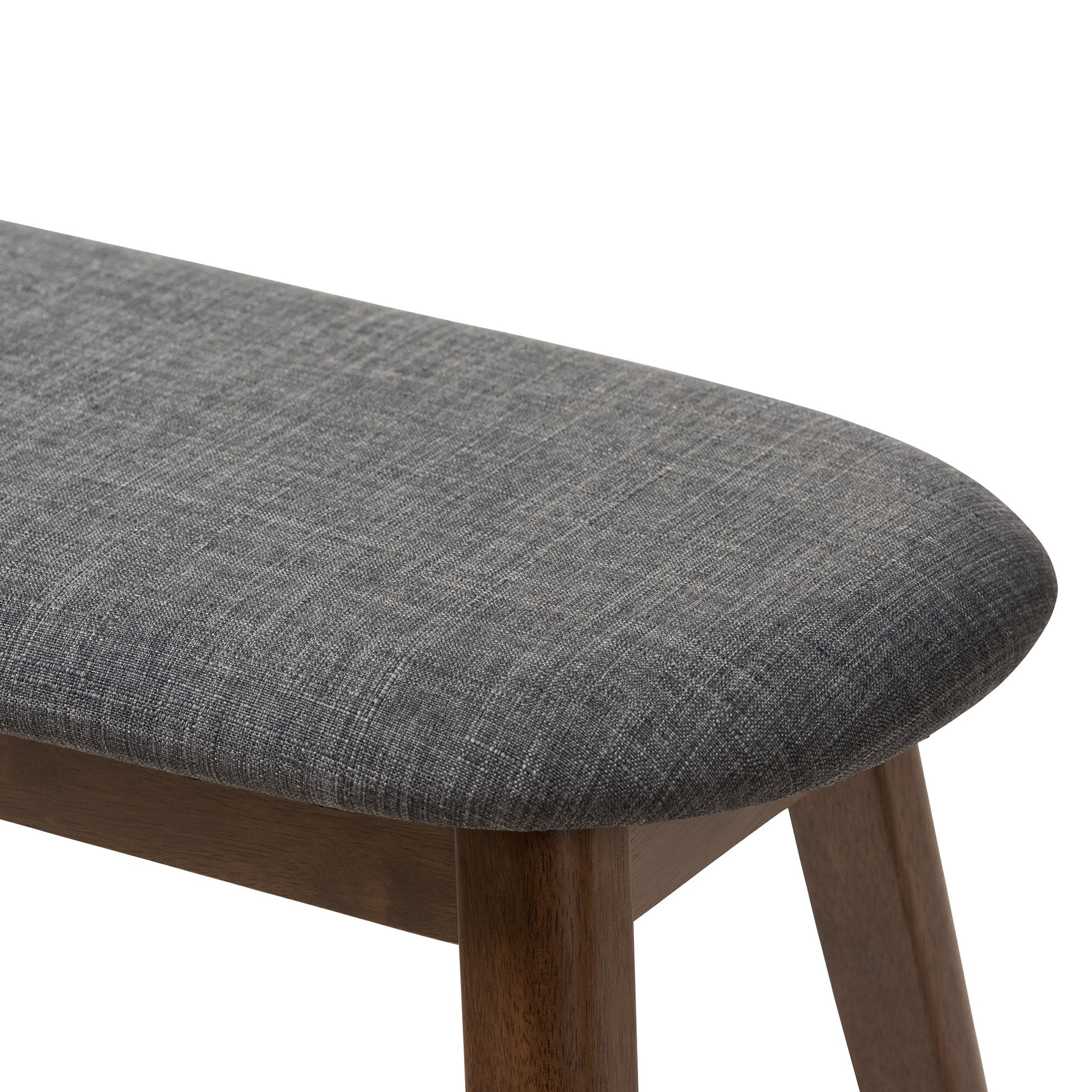 Baxton Studio Easton Mid-Century Modern Dark Grey Fabric Upholstered Walnut Finished Wood Bench