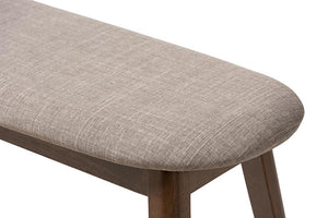 Baxton Studio Easton Mid-Century Modern Light Grey Fabric Upholstered Walnut Finished Wood Bench