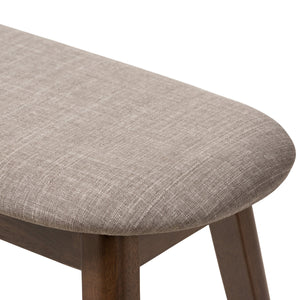 Baxton Studio Easton Mid-Century Modern Light Grey Fabric Upholstered Walnut Finished Wood Bench