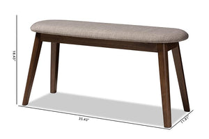 Baxton Studio Easton Mid-Century Modern Light Grey Fabric Upholstered Walnut Finished Wood Bench