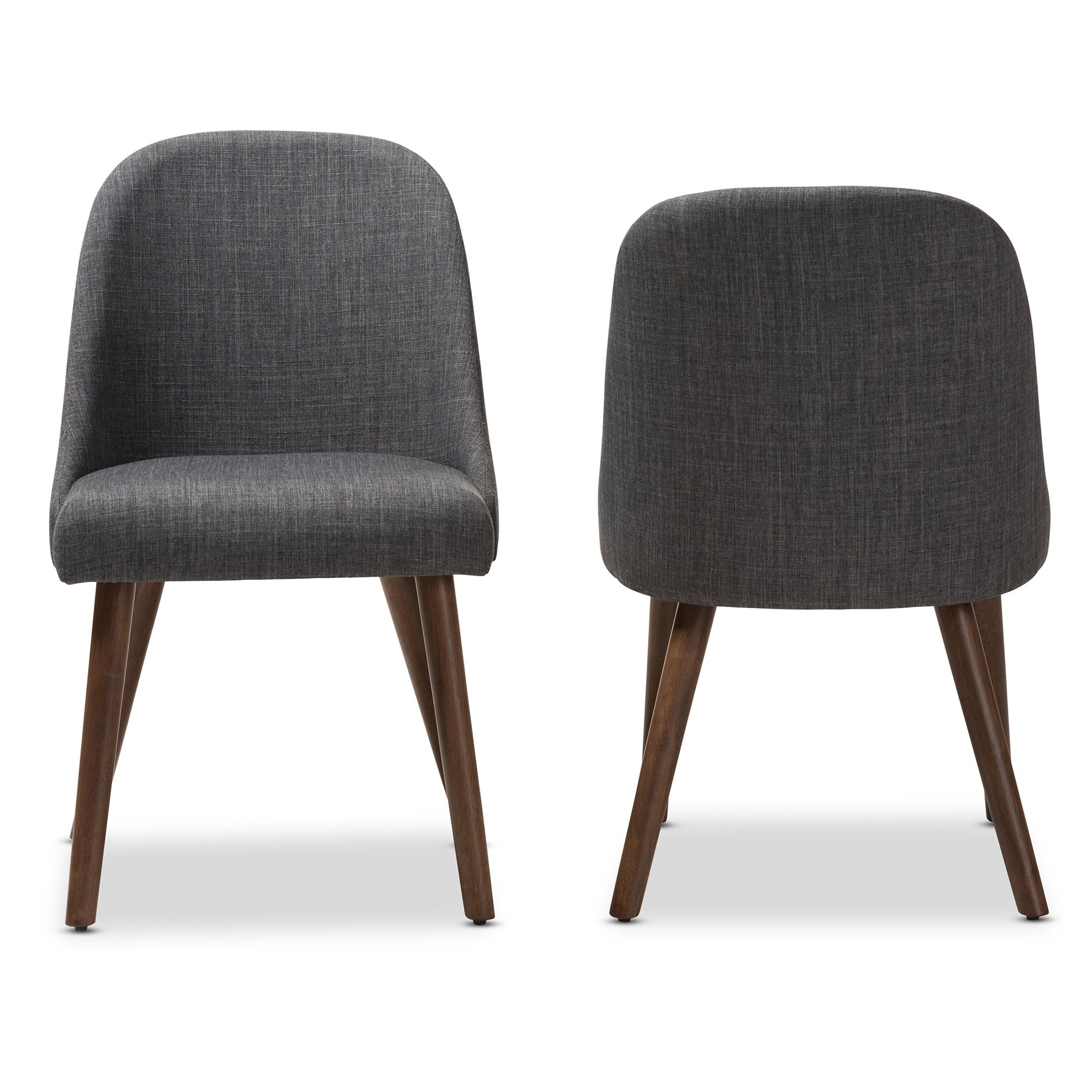 Baxton Studio Cody Mid-Century Modern Dark Grey Fabric Upholstered Walnut Finished Wood Dining Chair (Set of 2)