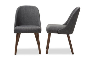 Baxton Studio Cody Mid-Century Modern Dark Grey Fabric Upholstered Walnut Finished Wood Dining Chair (Set of 2)