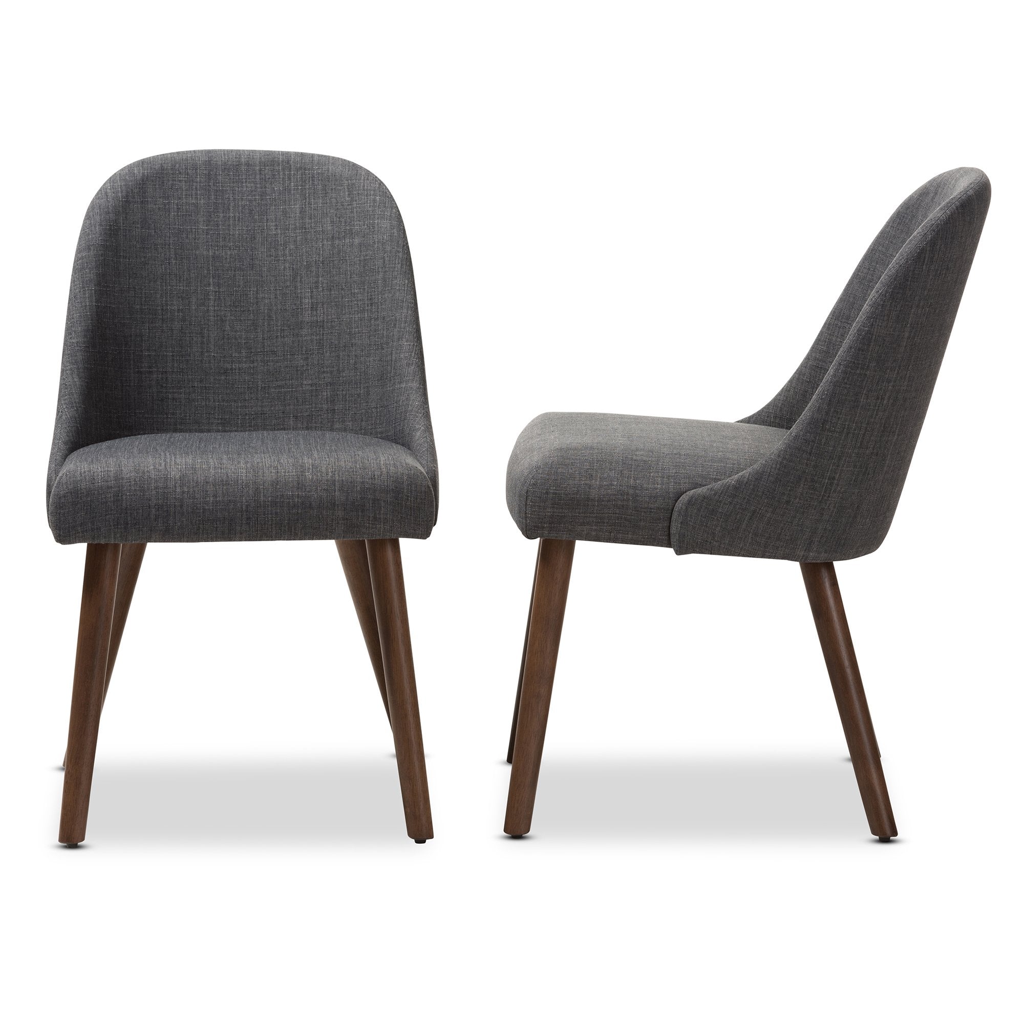 Baxton Studio Cody Mid-Century Modern Dark Grey Fabric Upholstered Walnut Finished Wood Dining Chair (Set of 2)