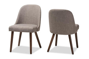 Baxton Studio Cody Mid-Century Modern Light Grey Fabric Upholstered Walnut Finished Wood Dining Chair (Set of 2)