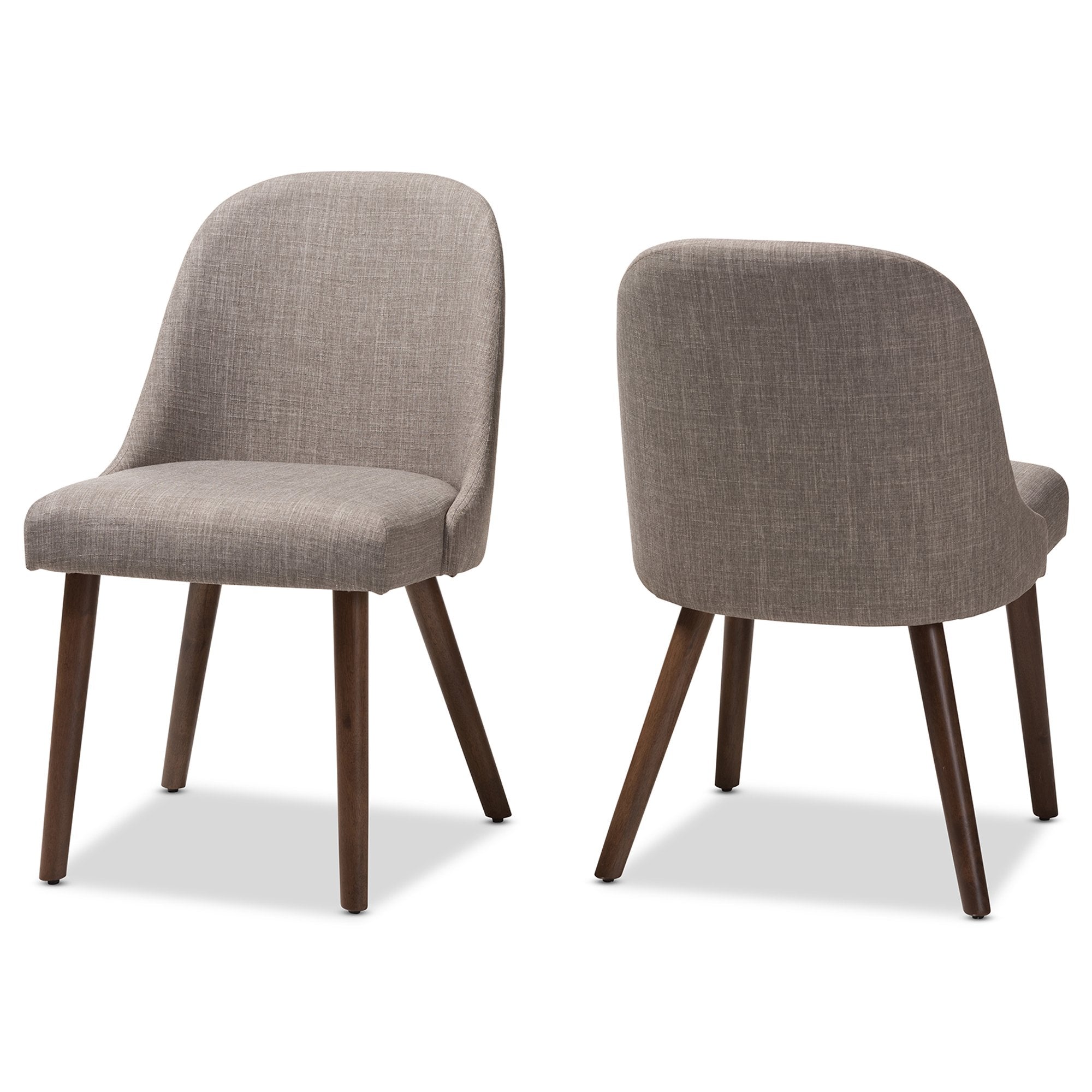 Baxton Studio Cody Mid-Century Modern Light Grey Fabric Upholstered Walnut Finished Wood Dining Chair (Set of 2)