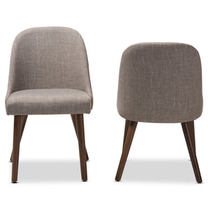 Baxton Studio Cody Mid-Century Modern Light Grey Fabric Upholstered Walnut Finished Wood Dining Chair (Set of 2)