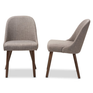 Baxton Studio Cody Mid-Century Modern Light Grey Fabric Upholstered Walnut Finished Wood Dining Chair (Set of 2)