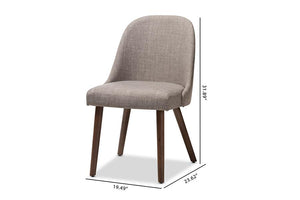 Baxton Studio Cody Mid-Century Modern Light Grey Fabric Upholstered Walnut Finished Wood Dining Chair (Set of 2)