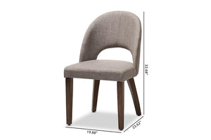 Baxton Studio Wesley Mid-Century Modern Light Grey Fabric Upholstered Walnut Finished Wood Dining Chair (Set of 2)