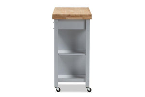 Baxton Studio Hayward Coastal and Farmhouse Light Grey Wood Kitchen Cart