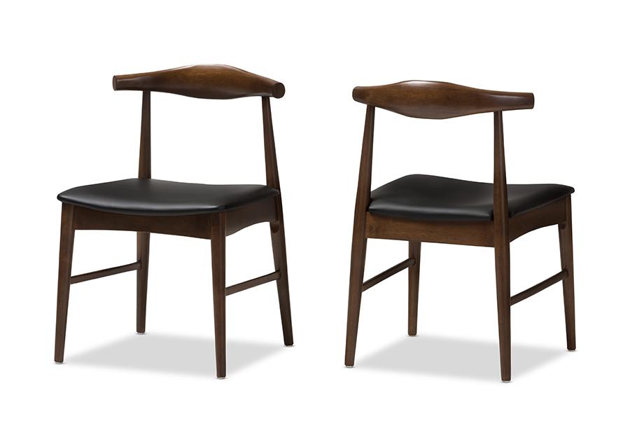 Baxton Studio Winton Mid-Century Modern Walnut Wood Dining Chair (Set of 2)