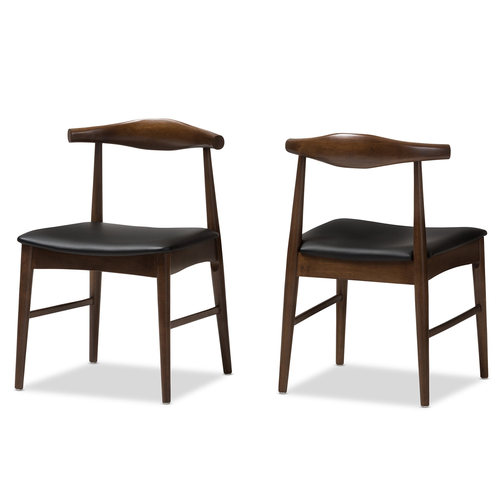 Baxton Studio Winton Mid-Century Modern Walnut Wood Dining Chair (Set of 2)