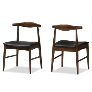 Baxton Studio Winton Mid-Century Modern Walnut Wood Dining Chair (Set of 2)