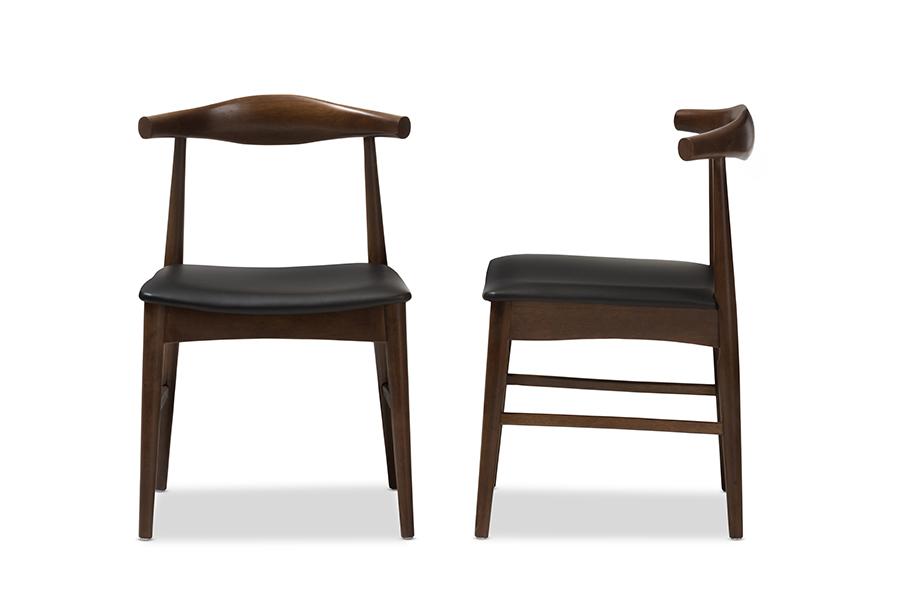 Baxton Studio Winton Mid-Century Modern Walnut Wood Dining Chair (Set of 2)