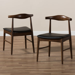 Baxton Studio Winton Mid-Century Modern Walnut Wood Dining Chair (Set of 2)