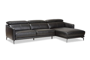 Baxton Studio Paige Modern and Contemporary Black Leather Right Facing Chaise 2-Piece Sectional Sofa