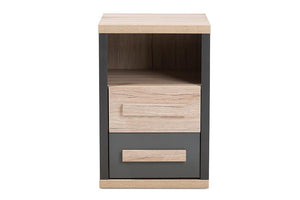 Baxton Studio Pandora Modern and Contemporary Dark Grey and Light Brown Two-Tone 2-Drawer Nightstand