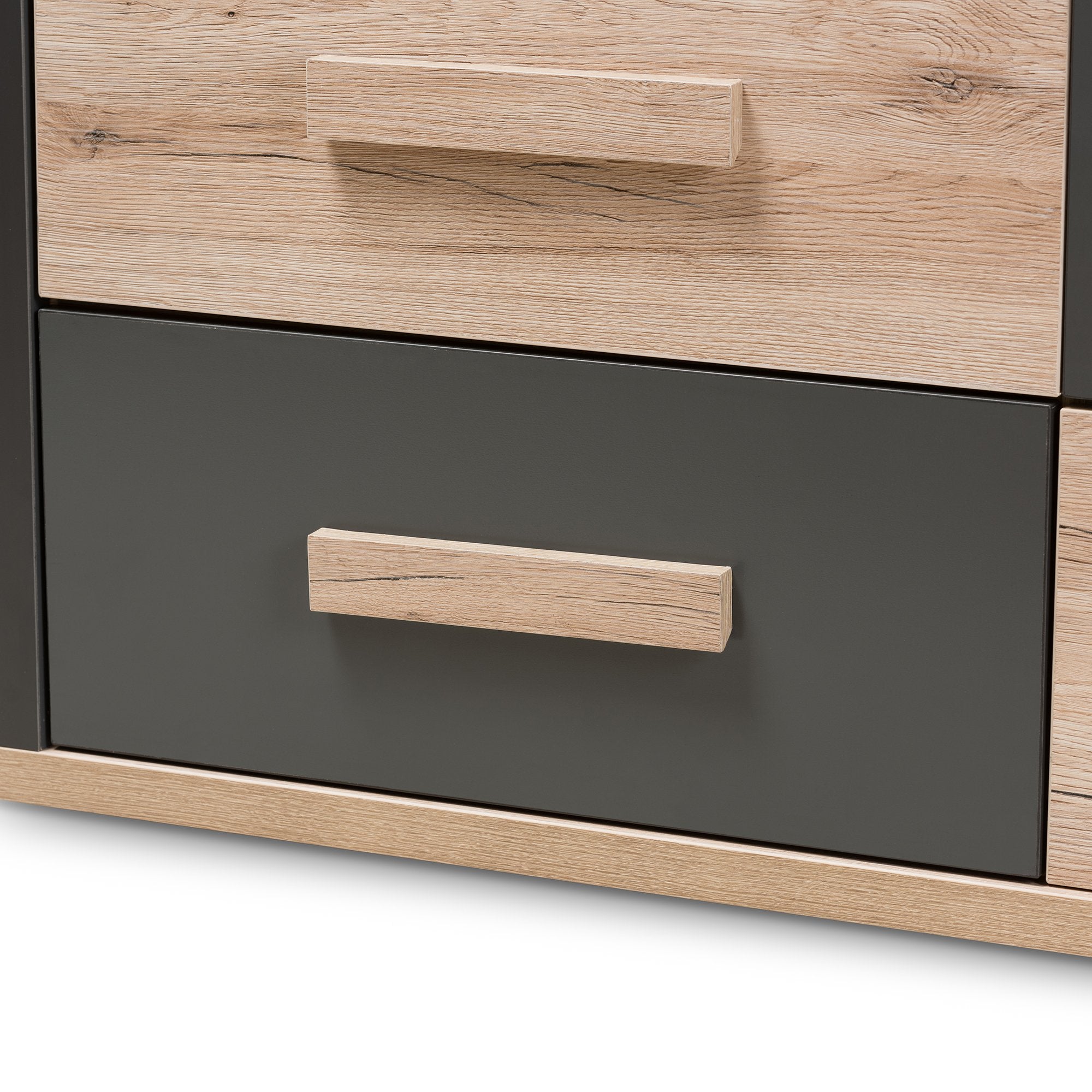 Baxton Studio Pandora Modern and Contemporary Dark Grey and Light Brown Two-Tone 6-Drawer Dresser