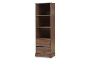 Baxton Studio Burnwood Modern and Contemporary Walnut Brown Finished Wood 2-Drawer Bookcase