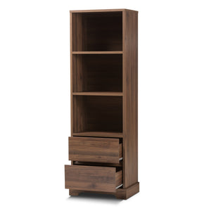 Baxton Studio Burnwood Modern and Contemporary Walnut Brown Finished Wood 2-Drawer Bookcase