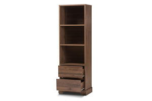 Baxton Studio Burnwood Modern and Contemporary Walnut Brown Finished Wood 2-Drawer Bookcase