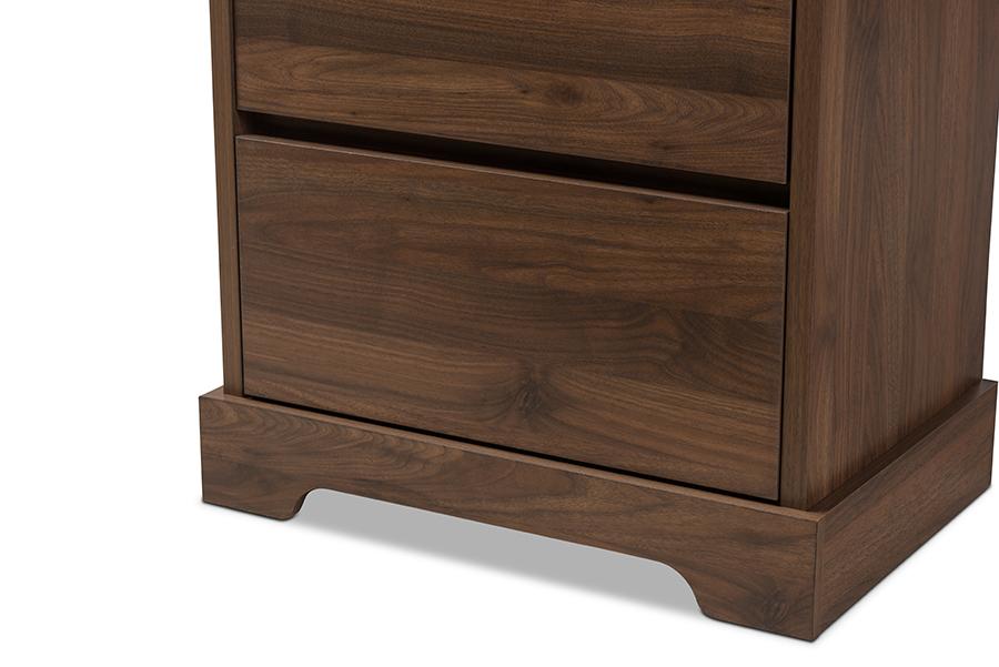 Baxton Studio Burnwood Modern and Contemporary Walnut Brown Finished Wood 2-Drawer Bookcase