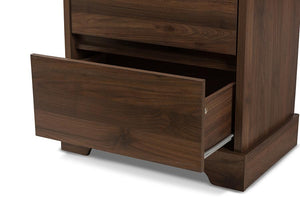 Baxton Studio Burnwood Modern and Contemporary Walnut Brown Finished Wood 2-Drawer Bookcase