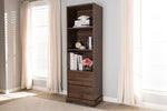 Baxton Studio Burnwood Modern and Contemporary Walnut Brown Finished Wood 2-Drawer Bookcase