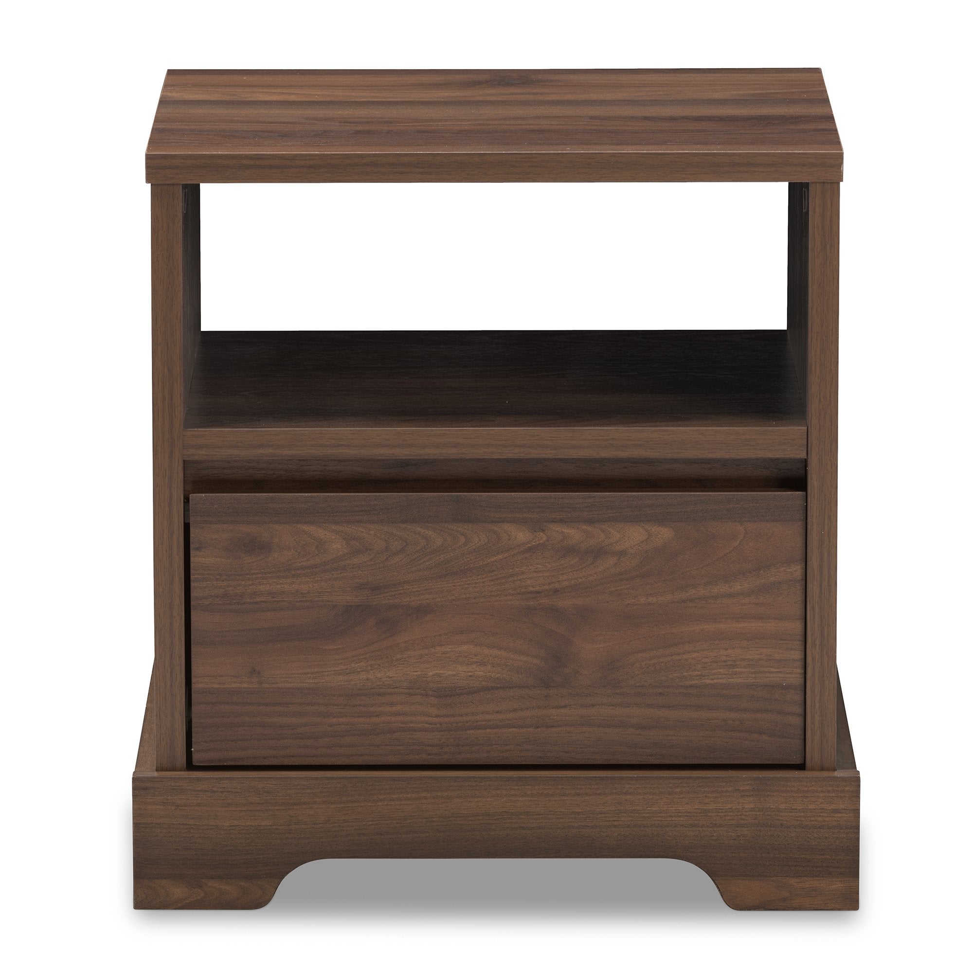 Baxton Studio Burnwood Modern and Contemporary Walnut Brown Finished Wood 1-Drawer Nightstand