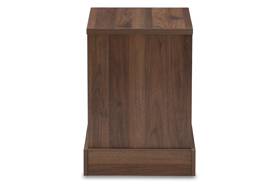 Baxton Studio Burnwood Modern and Contemporary Walnut Brown Finished Wood 1-Drawer Nightstand