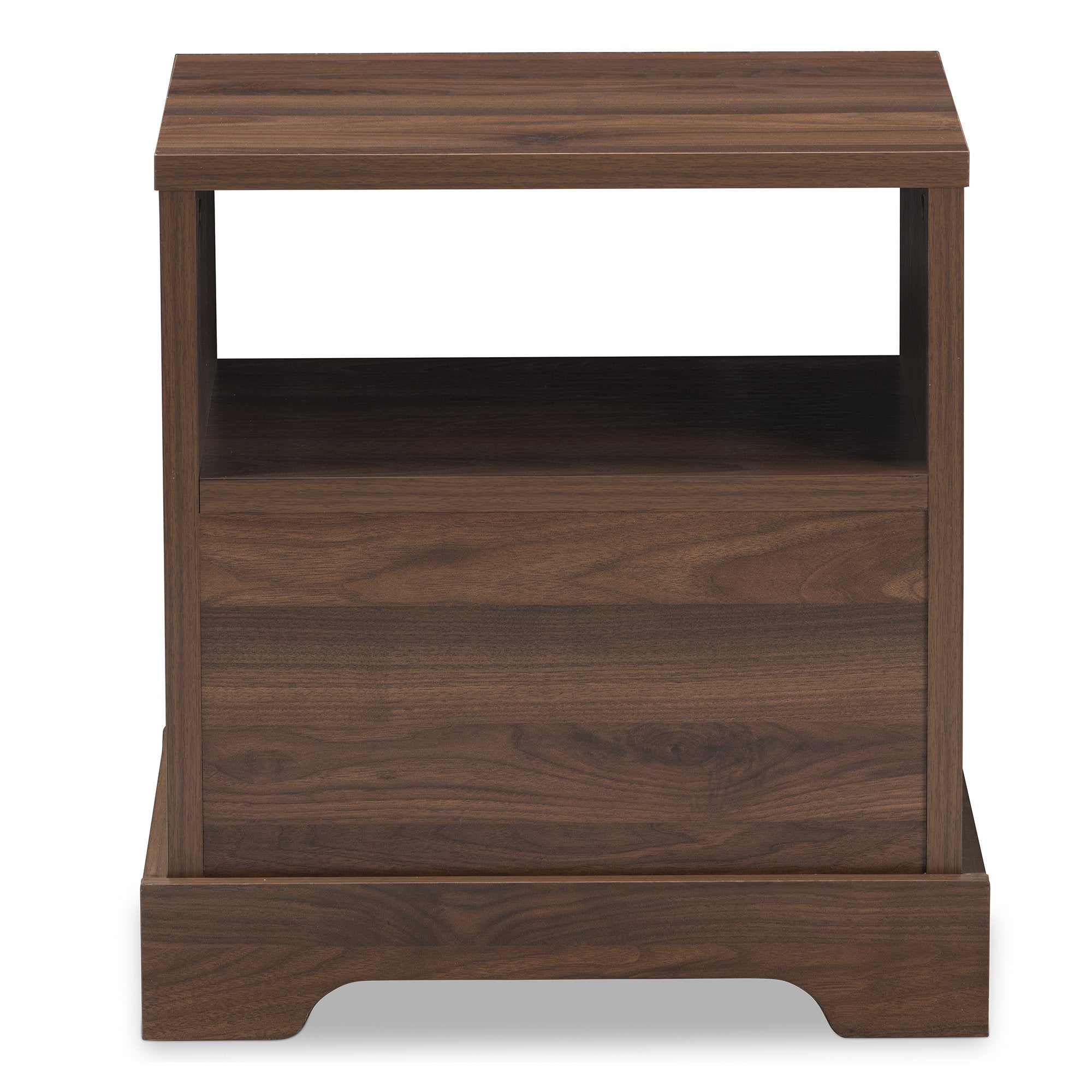 Baxton Studio Burnwood Modern and Contemporary Walnut Brown Finished Wood 1-Drawer Nightstand