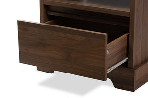 Baxton Studio Burnwood Modern and Contemporary Walnut Brown Finished Wood 1-Drawer Nightstand