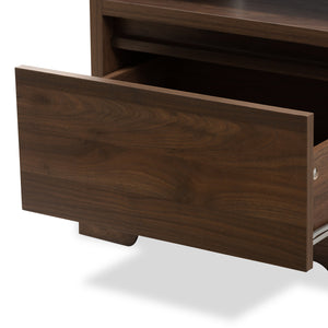 Baxton Studio Burnwood Modern and Contemporary Walnut Brown Finished Wood 1-Drawer Nightstand