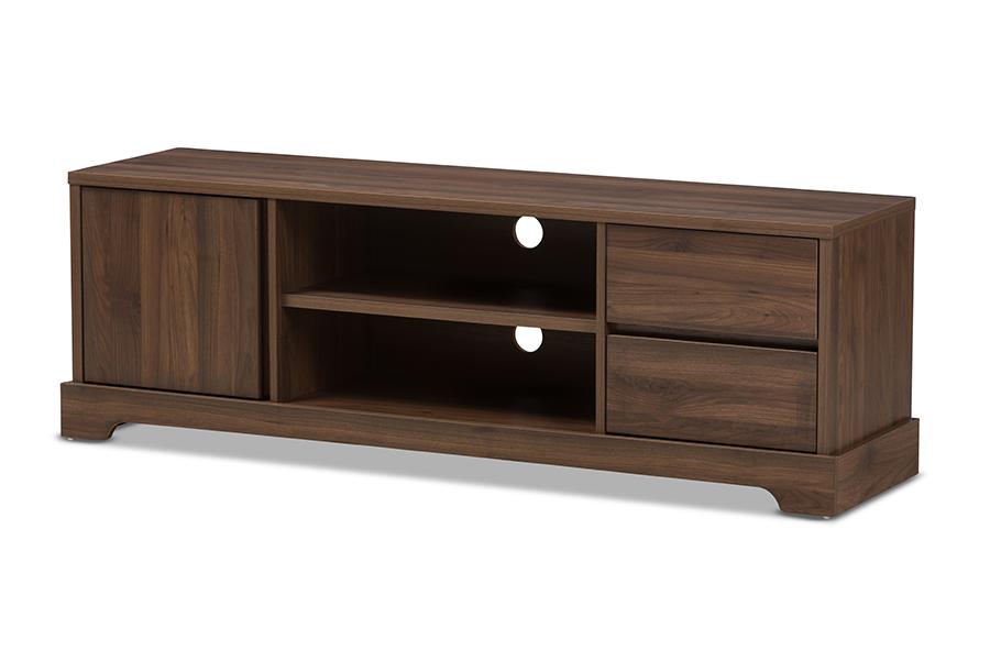 Baxton Studio Burnwood Modern and Contemporary Walnut Brown Finished Wood TV Stand