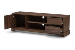 Baxton Studio Burnwood Modern and Contemporary Walnut Brown Finished Wood TV Stand