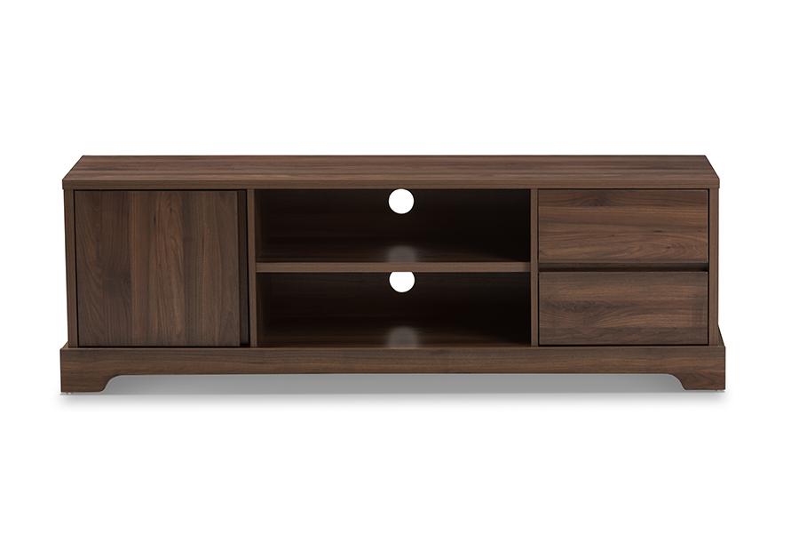 Baxton Studio Burnwood Modern and Contemporary Walnut Brown Finished Wood TV Stand